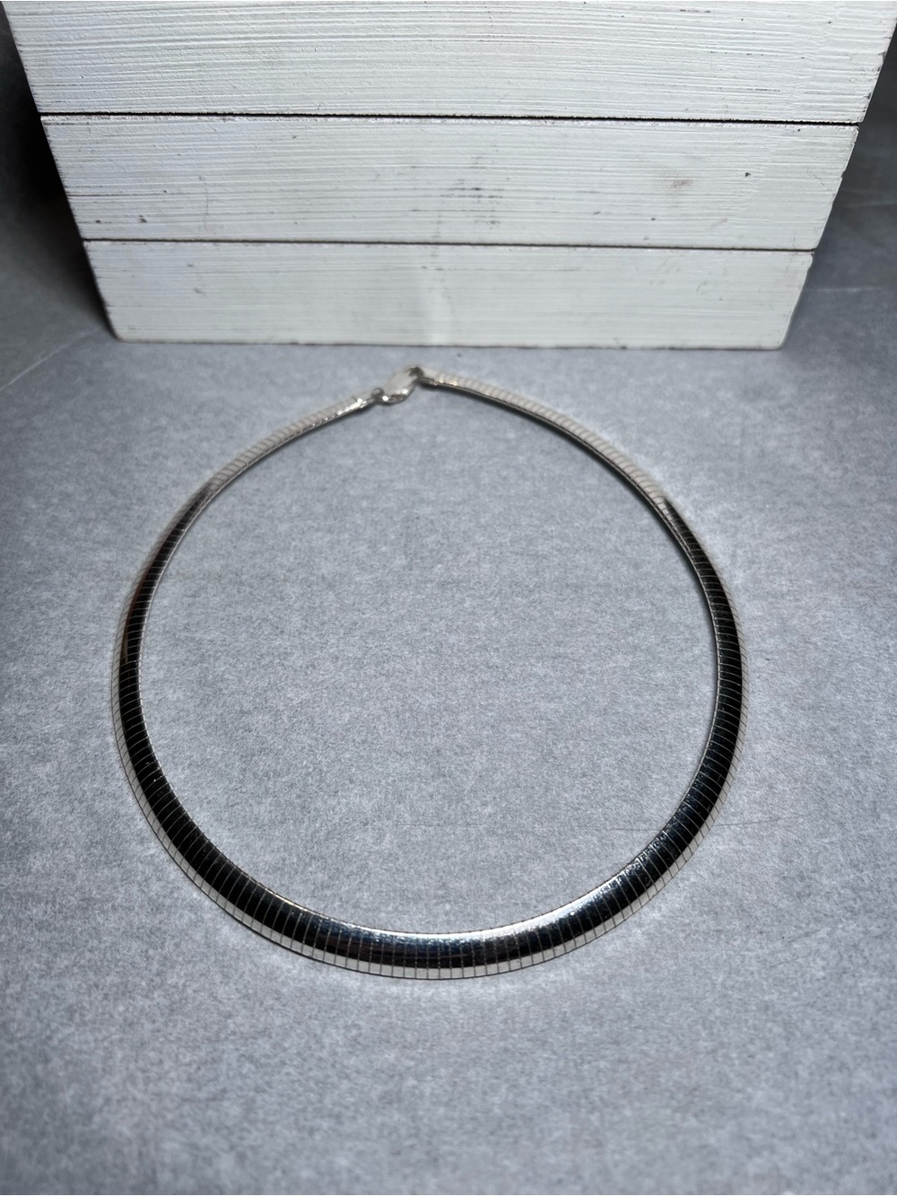 925 Sterling Silver  Omega Chain Necklace, Lobster Clasp, Silver, No Stone